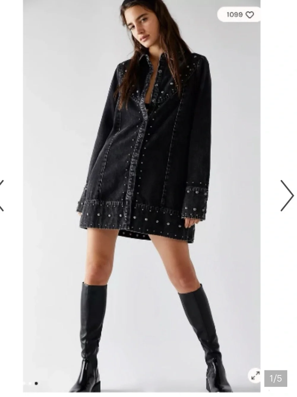 Free People We The Free Bennet Studded Denim Shirt Jacket - Picture 1 of 6